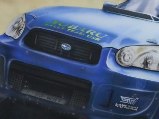 Аэрография, роспись стен: "Subaru Impreza STI"